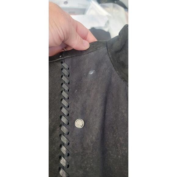 Tribe America Leather Vest Womens 6 Native Beaded Fringe Western Cowgirl Black - Picture 8 of 8